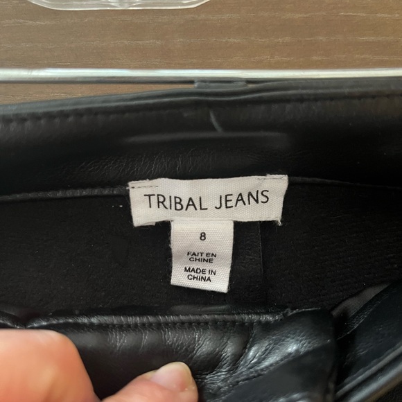 Tribal Vegan Leather Wide-Leg Pleated Pants – Size 8 - Picture 5 of 9